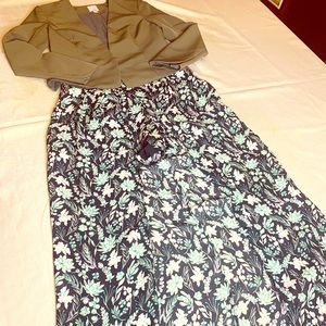 Olive Green Peplum Blazer & Floral Maxi Skorts